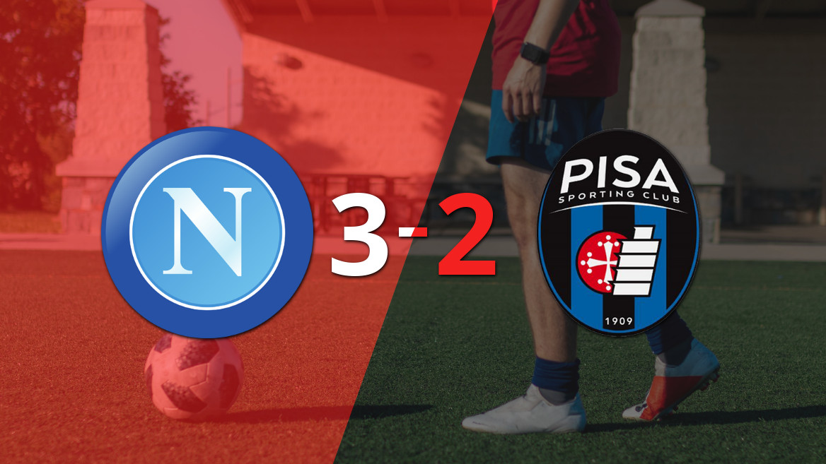 Napoli se impone a Pisa en un emocionante encuentro que terminó 3 a 2