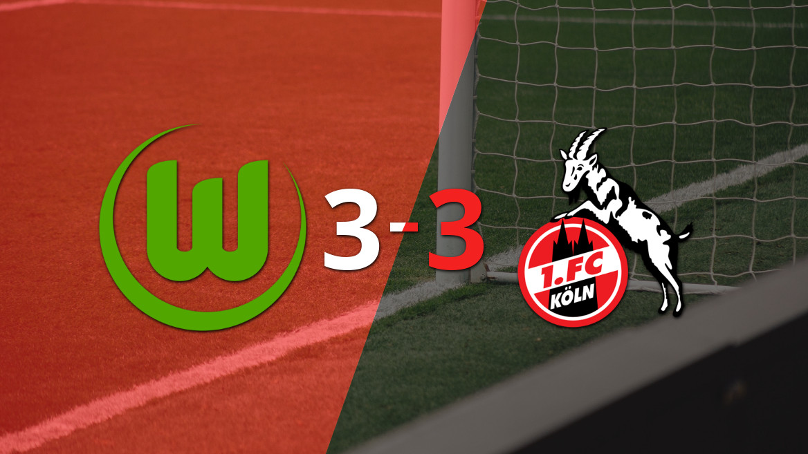 Colonia logra empatar 3-3 con Wolfsburgo en un final electrizante