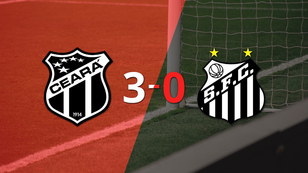 Ceará se impuso con contundente 3-0 ante Santos