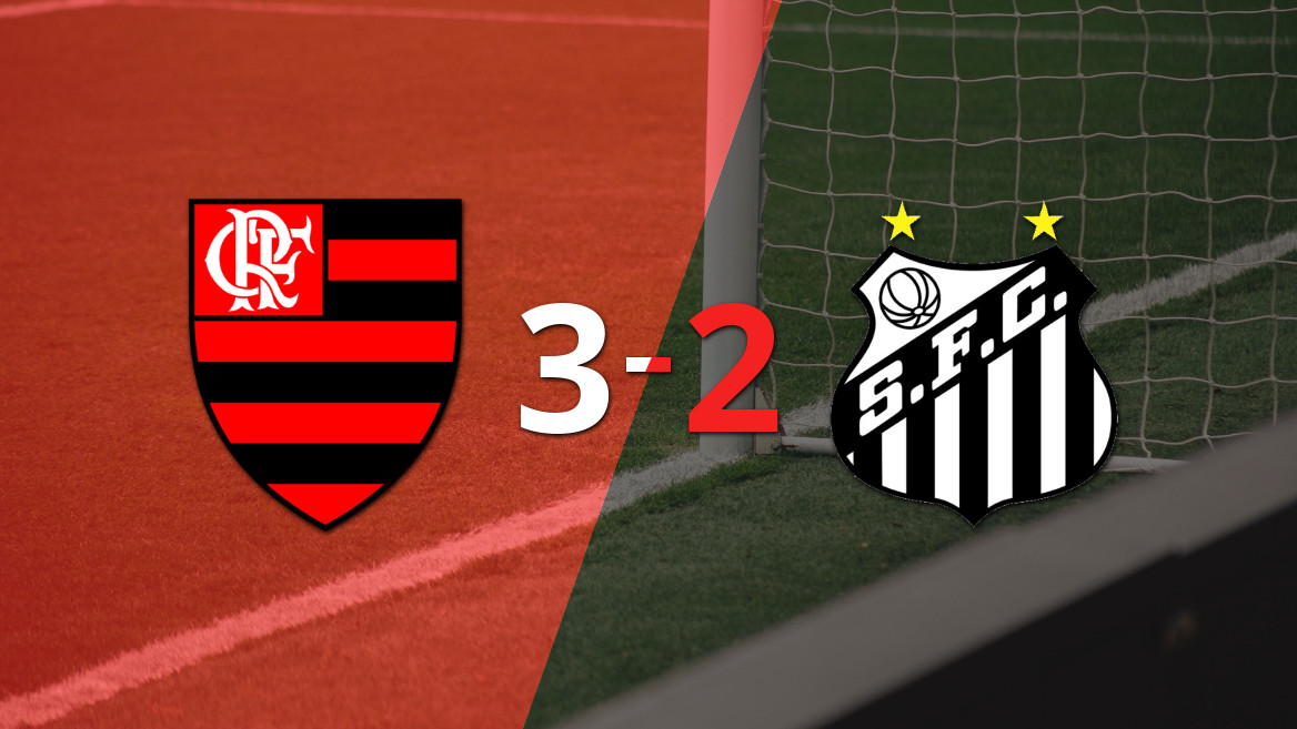 Flamengo vence Santos em emocionante confronto por 3 a 2