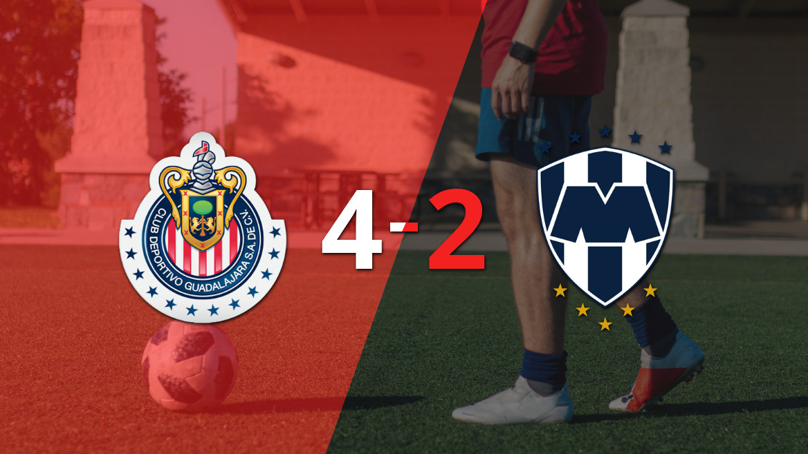 Chivas domina a CF Monterrey y se queda con el triunfo por 4-2