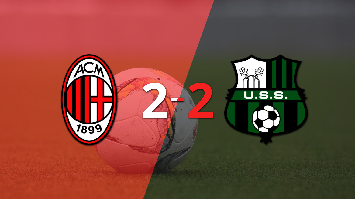 Milan y Sassuolo empatan en un emocionante duelo a 2 goles