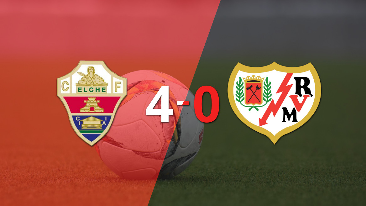 Elche arrasó a Rayo Vallecano con un contundente 4-0