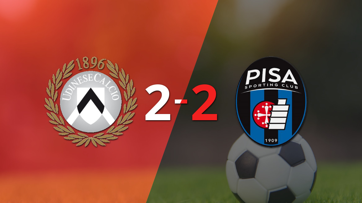 Udinese e Pisa empatam em 2 a 2 em jogo emocionante