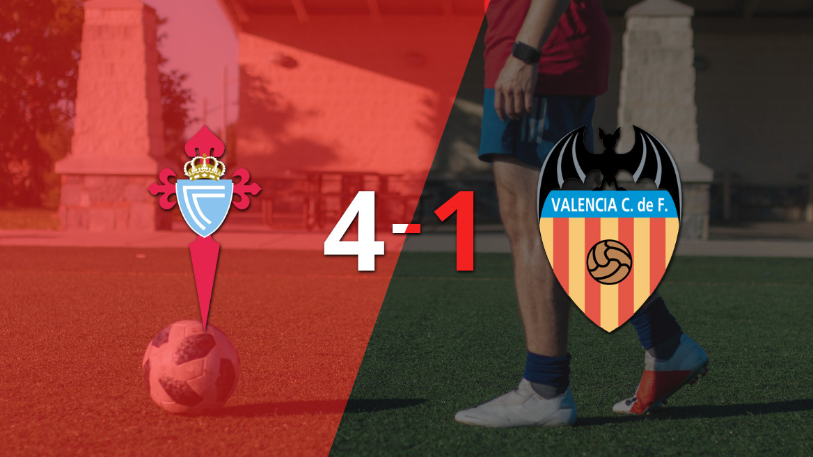 Celta se impone con contundencia 4-1 a Valencia
