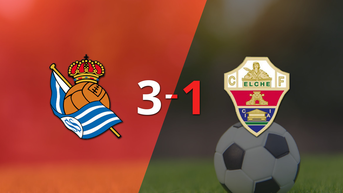 Real Sociedad triumphs over Elche with a 3-1 victory