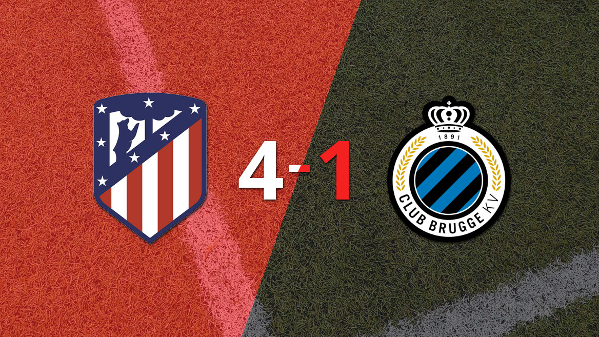 Atlético de Madrid avanza a Octavos de Final con una contundente victoria sobre Club Brugge