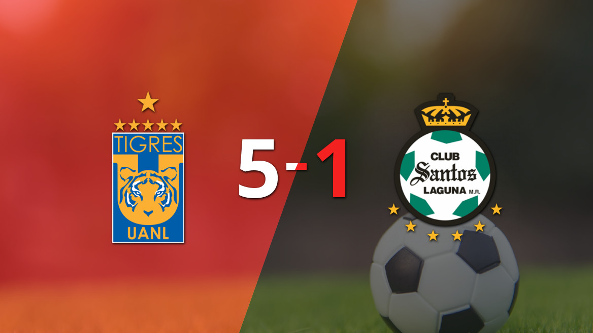 Tigres Dominate with a 5-1 Victory over Santos Laguna