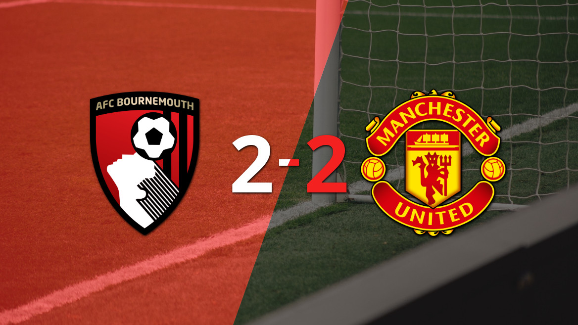 Intenso empate 2-2 entre Bournemouth y Manchester United