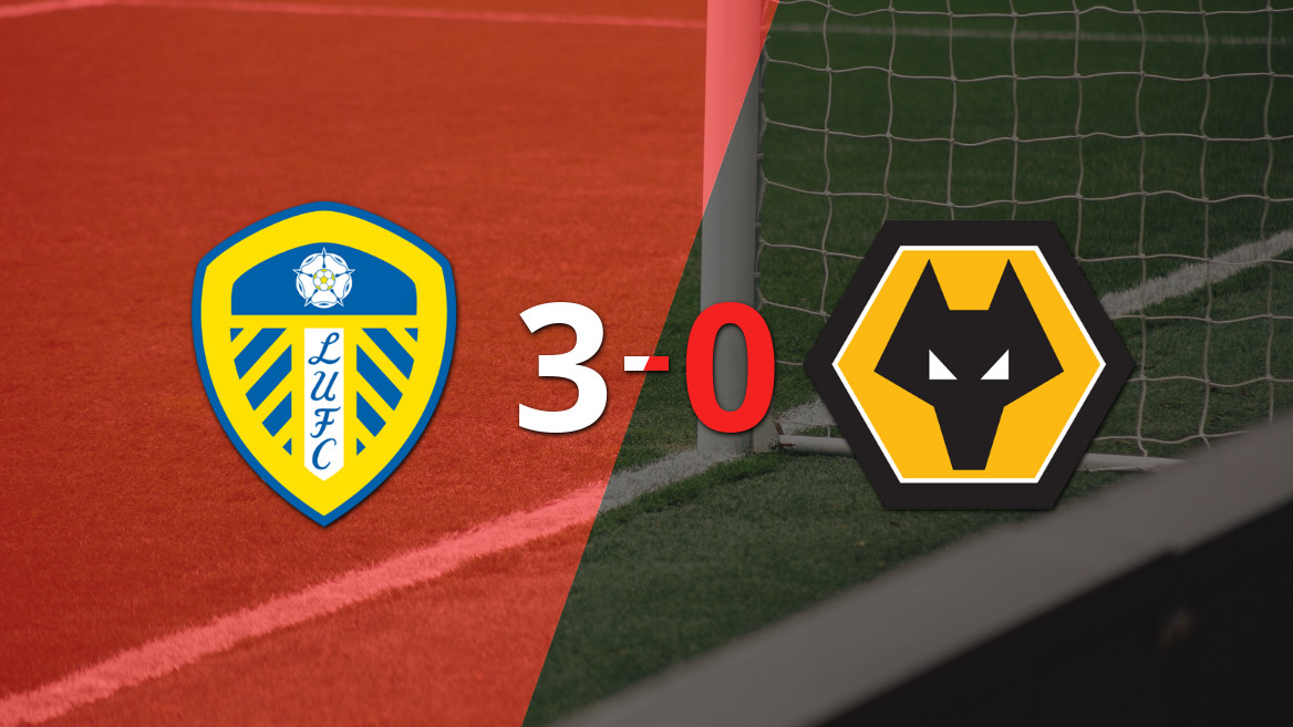 Leeds United se impuso con contundencia 3-0 ante Wolverhampton
