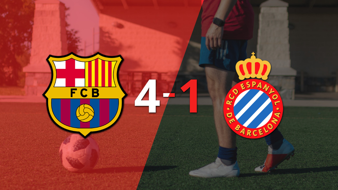 El Barcelona se impone en el derbi catalán con un contundente 4-1